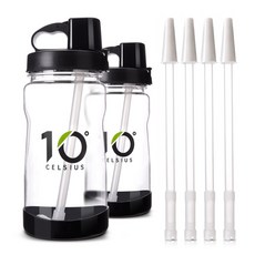 10º CELSIUS 吸管桶 1L 2p + 額外吸管 4p, 黑色的