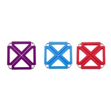 Dual 鍋墊 方形 紫色 + 藍色 + 紅色, 混合顏色, 1套