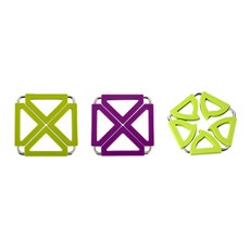 Dual 方形鍋墊 綠色 + 紫色 + 五角形 綠色, 混合顏色, 1套