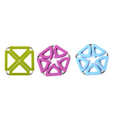 Dual 鍋墊 方形綠色 + 五角形紫色 + 藍色, 混合顏色, 1套