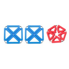 Dual 鍋墊 方形 藍色 + 藍色 + 五角形 紅色, 混合顏色, 1套