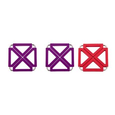 Dual 方形鍋墊 紫色 2入 + 紅色, 混合顏色, 1套