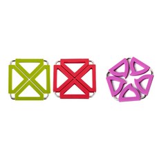 Dual 鍋墊 方形 綠色 + 紅色 + 五角形 紫色, 混合顏色, 1套