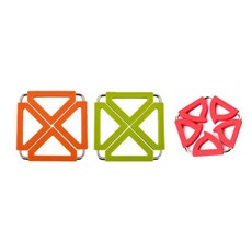Dual 鍋墊 方形 橘色 + 綠色 + 五角形 紅色, 混合顏色, 1套