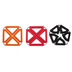 Dual 方形鍋墊 橘色 + 紅色 + 五角形 黑色, 混合顏色, 1套