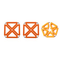 Dual 方形鍋墊 橘色 2入 + 五角形 橘色, 混合顏色, 1套