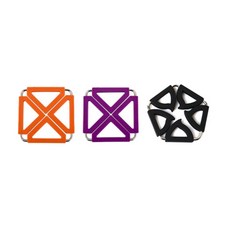Dual 鍋墊 方形 橘色 + 紫色 + 五角形 黑色, 混合顏色, 1套