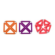 Dual 鍋墊 方形 橘色 + 紫色 + 五角形 紅色, 混合顏色, 1套