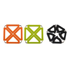 Dual 鍋墊 方形 橘色 + 綠色 + 五角形 黑色, 混合顏色, 1套