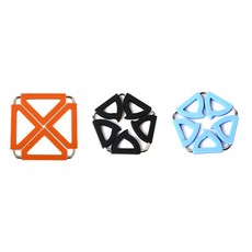 Dual 鍋墊 方形橘色 + 五角形黑色 + 藍色, 混合顏色, 1套