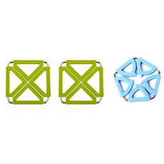 Dual 鍋墊 方形綠色 2入 + 五角形藍色, 混色, 1套