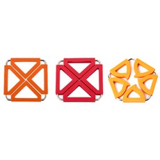 Dual 鍋墊 方形 橘色 + 紅色 + 五角形 橘色, 混合顏色, 1套