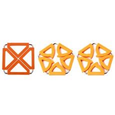 Dual 鍋墊 方形橘色 + 五角形橘色 2入, 混合顏色, 1套