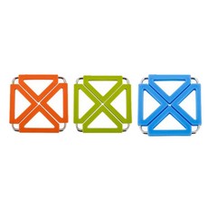 Dual 方形鍋墊 橘色 + 綠色 + 藍色, 混合顏色, 1套