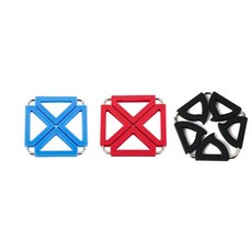 Dual 方形鍋墊 藍色 + 紅色 + 五角形 黑色, 混合顏色, 1套