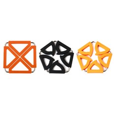 Dual 方形鍋墊 橘色 + 五角形 黑色 + 橘色, 混合顏色, 1套