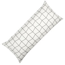 Ein Haus 線條印花棉質靠枕, 白色的