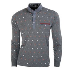 LUCEN 男款點點圖案高爾夫長袖T恤 CTLU2006
