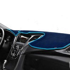 CARTEM 絲絨防滑儀表板避光墊 雙龍, 藍色 + 天空藍邊框, Rexton 2/Super Rexton(無中置喇叭)
