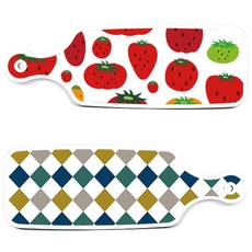 Roem Design 草莓造型上菜砧板 2入組, 草莓造型, 復古菱形圖案, 1套