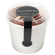 一次性紙碗 350ml 9.6 x 7.8 x 8 cm 20入 + 透明蓋子組 20入 + 黑色棒棒糖貼紙 20入, 1套