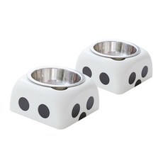 도그플렉스 주사위 플라스틱 강아지 식기, 라떼아이보리, 2개
