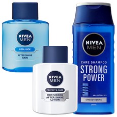 NIVEA 妮維雅 男士洗髮護膚 3件組, 鬚後水 100ml+乳液 100ml+洗髮乳 250ml, 1組