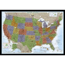 United States Decorator [Laminated] Not Folded, National Geographic Maps