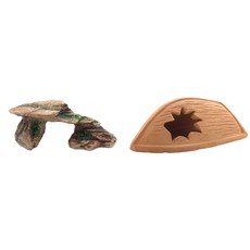 하온펫 수족관 장식용품 고인돌 3 + 난파선 놀이터, 1세트