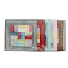 happytool 方形苧麻拼布杯墊 B套組, 混合顏色, 1個