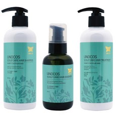 우노코스 스칼프 케어 선물 세트, 1세트, 샴푸 400ml + 트리트먼트 400ml + 에센스 90ml