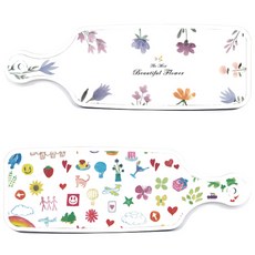 Roem Design 托盤砧板 2入 粉彩花卉圖案組, 粉彩花卉圖案, 水彩藝術夾, 1套