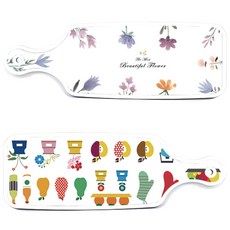 Roem Design 上菜砧板 2件組 粉彩花卉圖案套組, 粉彩花卉圖案, 水果插圖, 1套