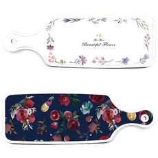 Roem Design 上菜砧板 2入 粉彩圖案花卉線條組, 粉彩圖案花卉線條, 藍色調花卉, 1套