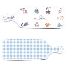 Roem Design 上菜砧板 2入 粉彩花朵圖案套組, 粉彩花朵圖案, 格紋粉藍色, 1套