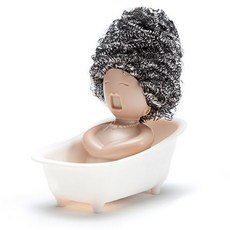 벨렉디자인 솝 오페라 주방 수세미 보관 홀더 + 은색 철 수세미, 1세트, 혼합 색상