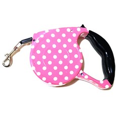 까꿍펫 반려동물 패턴 자동 리드줄 도트 핑크, 1개