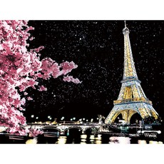 ARTJOY DIY刮刮夜景 26.5 x 20 cm, 櫻花與巴黎