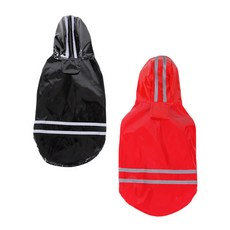 Petnine 狗狗與貓咪反光運動連帽雨衣 2件組, 黑色, 紅色