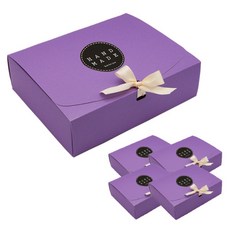 도나앤데코 글리터 직사각 상자 중 + 빅 원형 핸드메이드 블랙 스티커 + 리본 랜덤 발송, 보라, 5세트