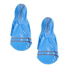 Petnine 狗狗和貓咪反光運動風連帽雨衣 2入, 藍色