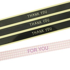 황씨네도시락 스티커 띠지 블랙 땡큐 32p + 체크띠지 포유핑크 30p, 혼합 색상, 1세트