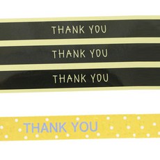 圓形包裝貼紙 THANK YOU款 44入+THANK YOU文字圓點貼紙 黃色 45入, 混色, 1套