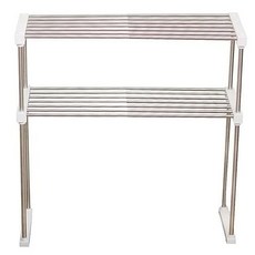 2層不鏽鋼微波爐收納架, 白色的