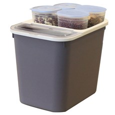 KAZT 防潮儲米桶 10kg+防潮雜糧盒 4入, 灰色, 1組