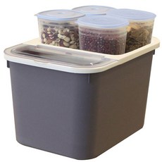 KAZT 防潮儲米桶 10kg+防潮雜糧盒 4入, 灰色