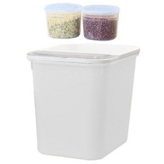 KAZT 防潮儲米桶 16kg+防潮雜糧盒 2入, 白色