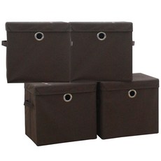KAZT 簡易多用途空間盒 4p + 蓋子 4p, 棕色, 1套