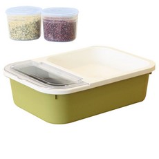 KAZT 防潮儲米桶 3kg+防潮雜糧盒 2入, 綠色