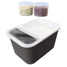 KAZT 防潮儲米桶 10kg+防潮雜糧盒 2入, 白色 灰色+藍色